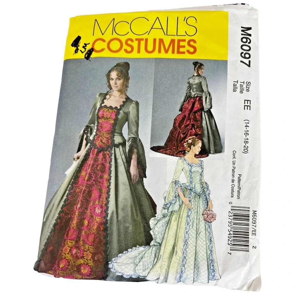 McCalls Pattern M6097 Victorian Gown Steampunk Cosplay Costume Size 14 16 18 20‎